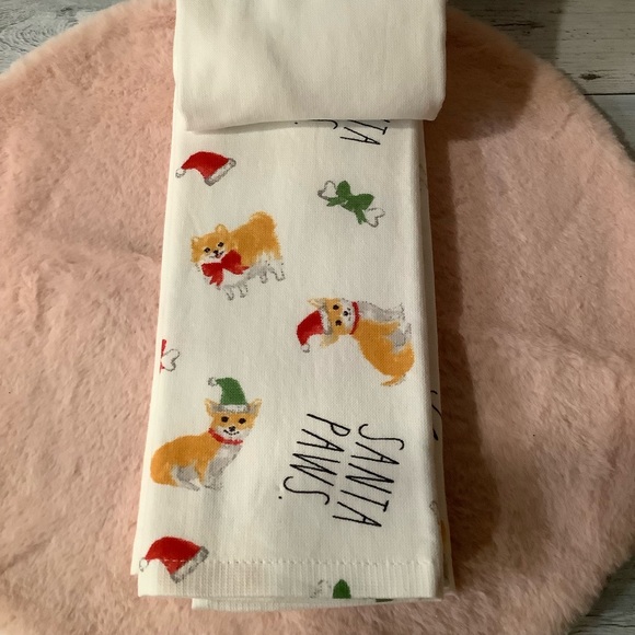 Rae Dunn 3 Pk. Santa Paws Christmas Kitchen Towel Set - Picture 2 of 3